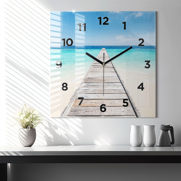 Reloj de pared cuadrado Isla tropical