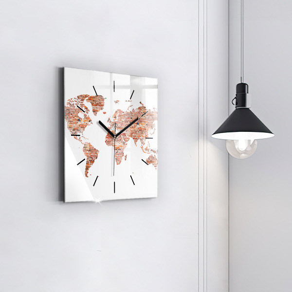 Reloj de pared cuadrado Viejo mapa de ladrillos