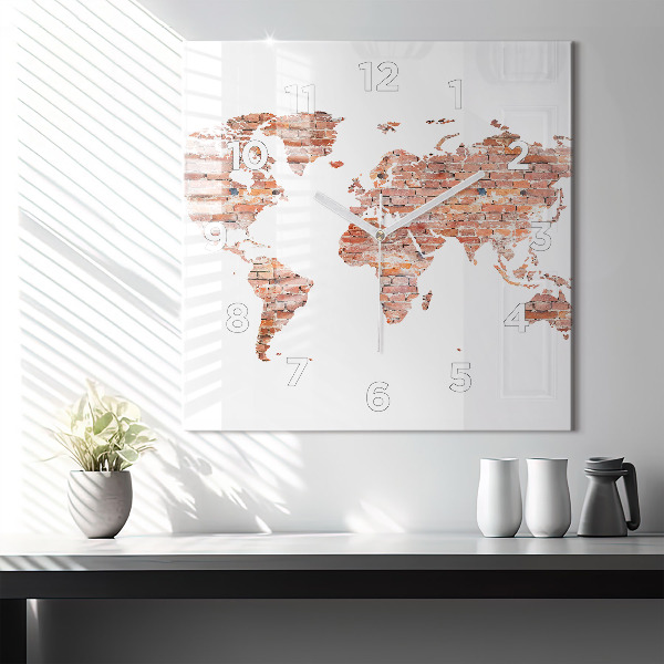 Reloj de pared cuadrado Viejo mapa de ladrillos