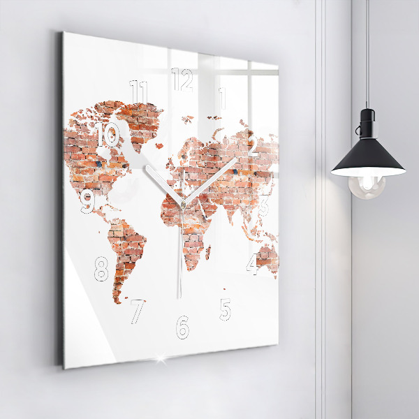Reloj de pared cuadrado Viejo mapa de ladrillos