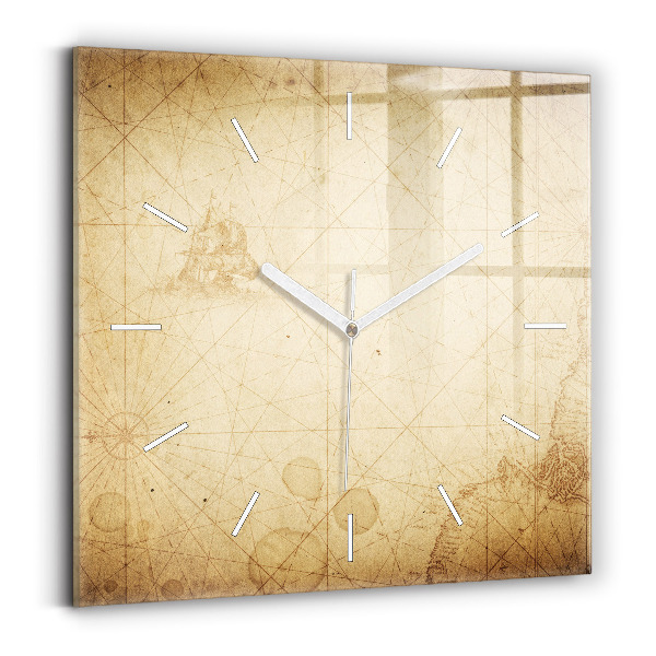 Reloj cuadrado Viejo mapa del mundo