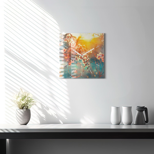 Reloj de pared cuadrado Flores de primavera