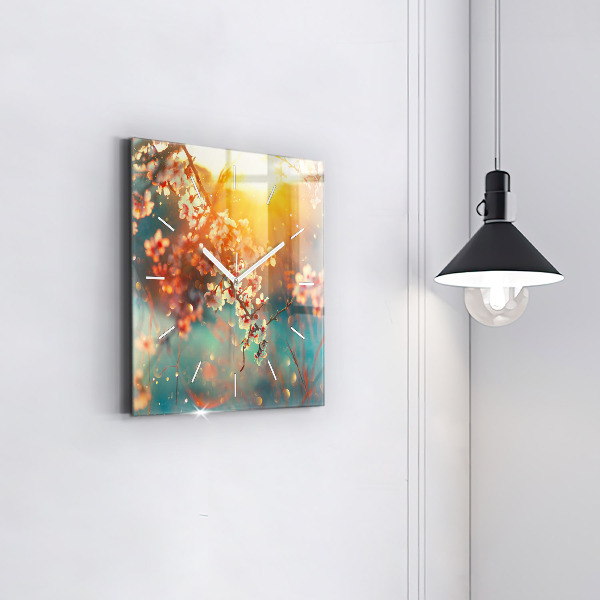 Reloj de pared cuadrado Flores de primavera