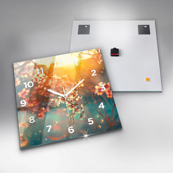 Reloj de pared cuadrado Flores de primavera
