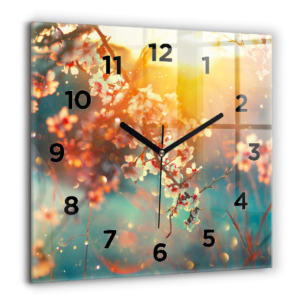Reloj de pared cuadrado Flores de primavera