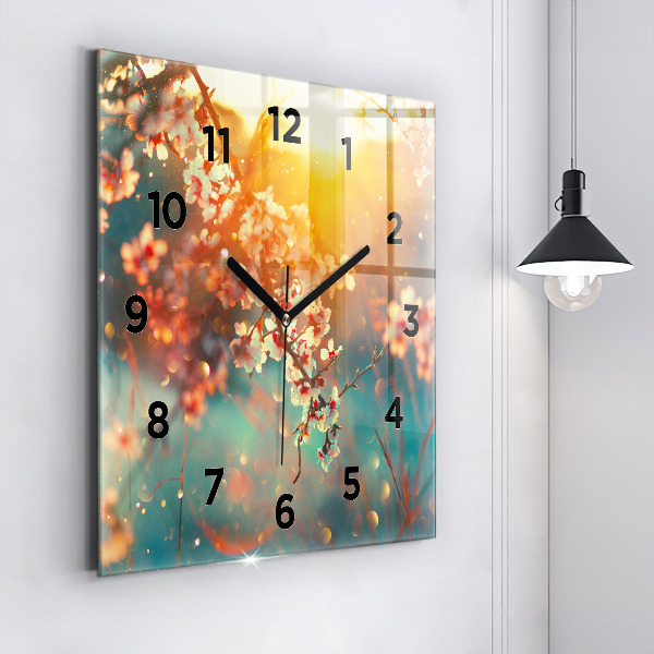 Reloj de pared cuadrado Flores de primavera