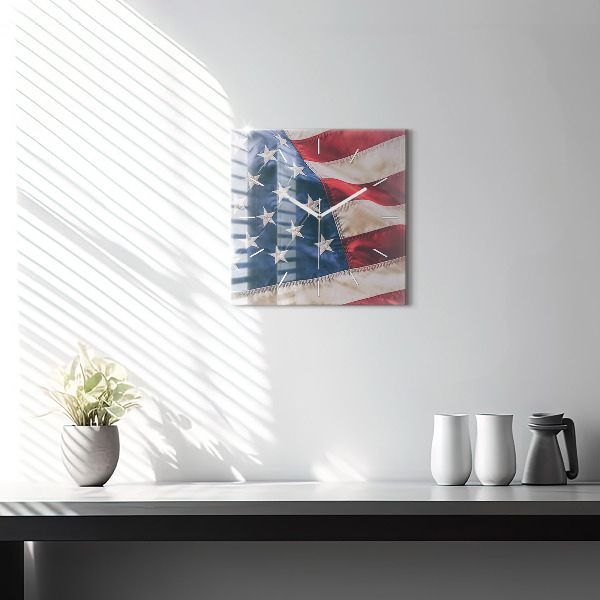 Reloj de pared cuadrado Bandera americana