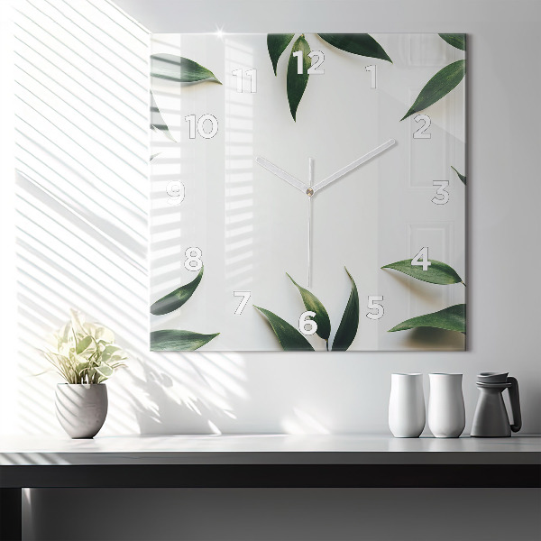 Reloj cuadrado Marco de hojas
