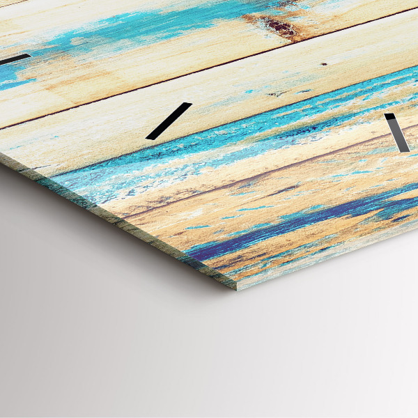 Reloj cuadrado Madera rayada