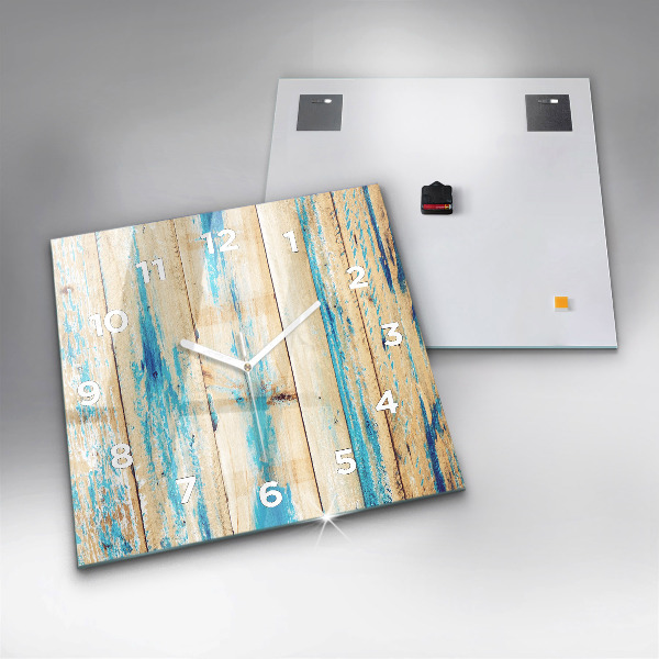 Reloj cuadrado Madera rayada