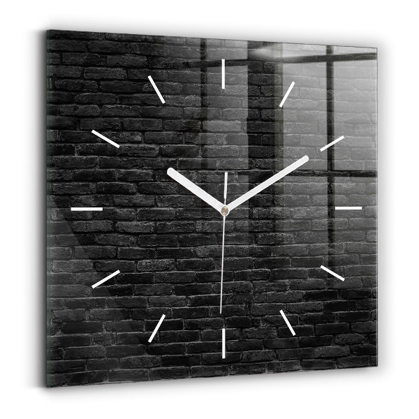 Reloj cuadrado Pared de ladrillos oscuros