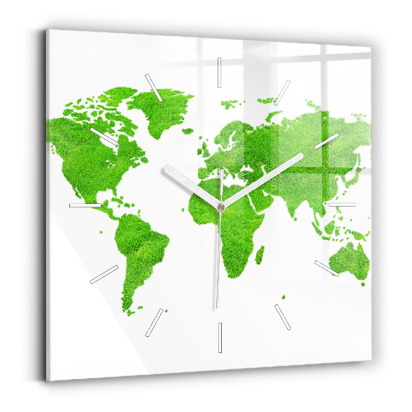 Reloj cuadrado Mapa de hierba verde