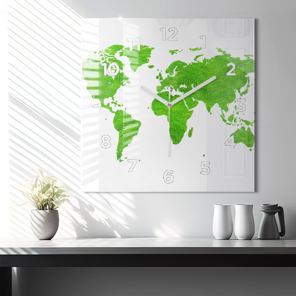 Reloj cuadrado Mapa de hierba verde