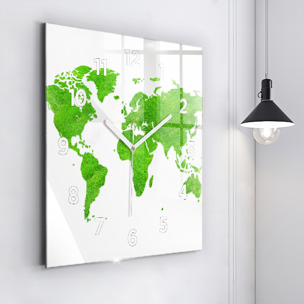 Reloj cuadrado Mapa de hierba verde