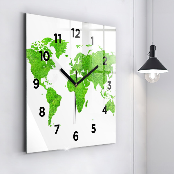 Reloj cuadrado Mapa de hierba verde