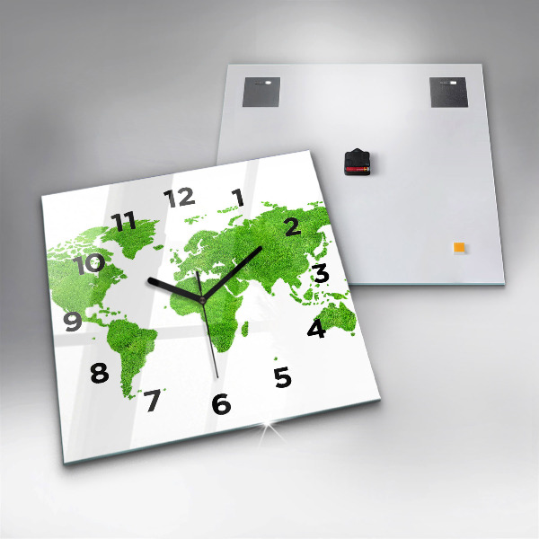 Reloj cuadrado Mapa de hierba verde