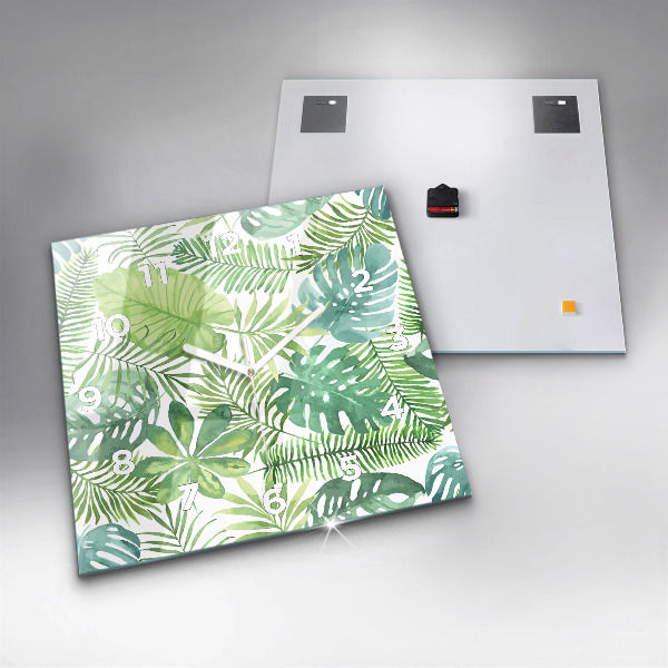 Reloj cuadrado Hojas verdes