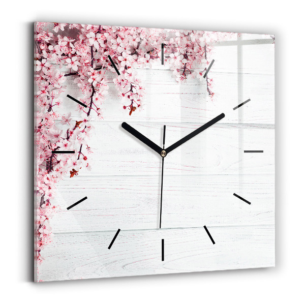 Reloj de pared cuadrado Flores de primavera