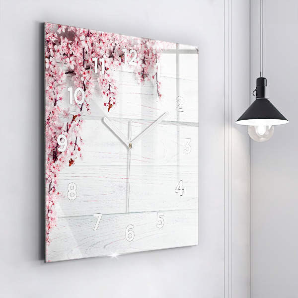 Reloj de pared cuadrado Flores de primavera