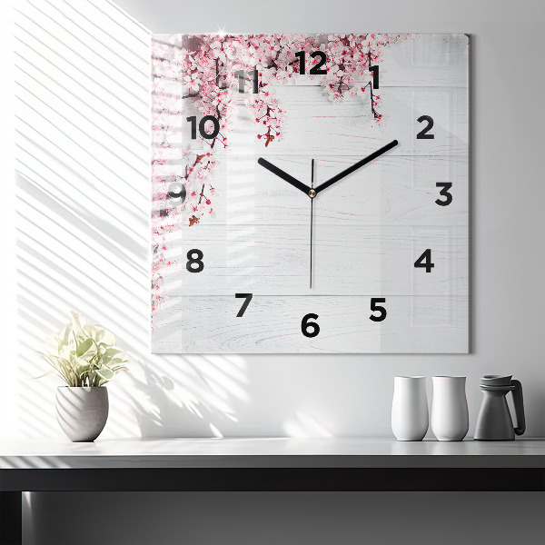 Reloj de pared cuadrado Flores de primavera