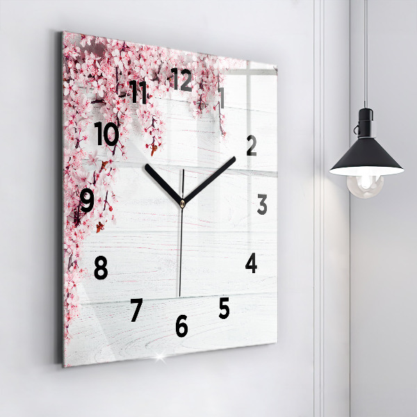 Reloj de pared cuadrado Flores de primavera
