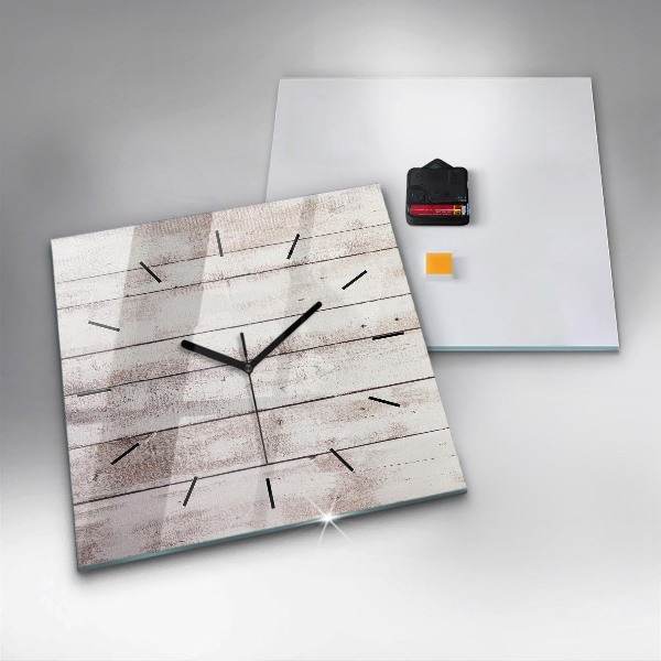 Reloj de pared cuadrado Tablas de madera clara