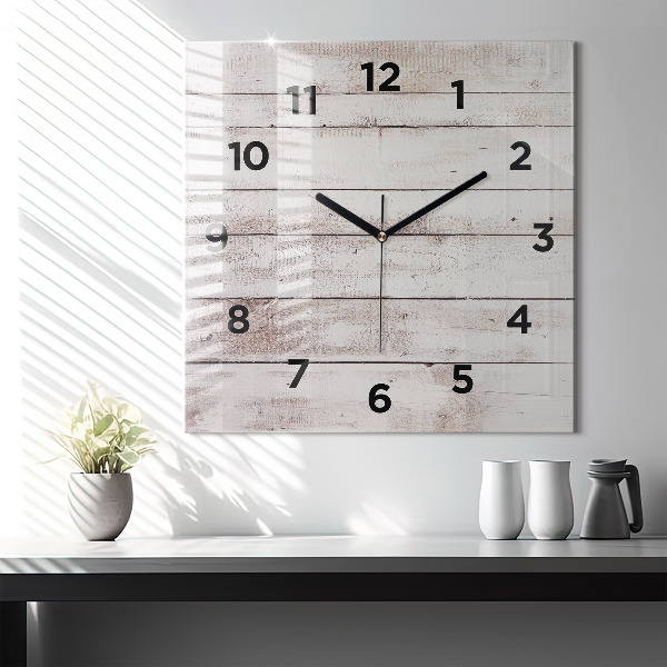 Reloj de pared cuadrado Tablas de madera clara