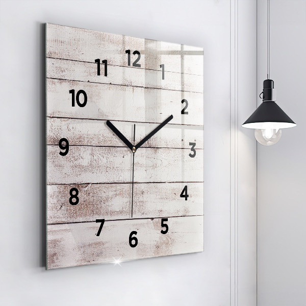 Reloj de pared cuadrado Tablas de madera clara