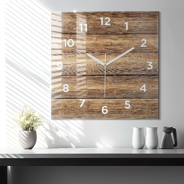 Reloj de pared cuadrado Tablas de madera