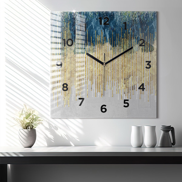 Reloj de pared cuadrado Patrón decorativo y oro