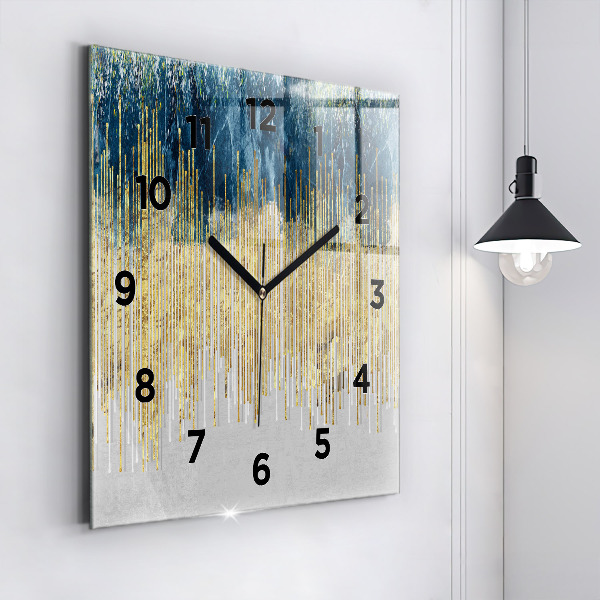 Reloj de pared cuadrado Patrón decorativo y oro