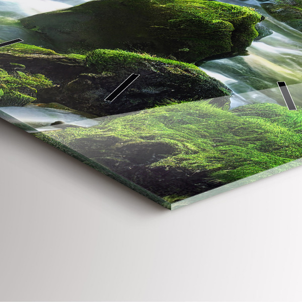 Reloj de pared cuadrado Cascada y rocas