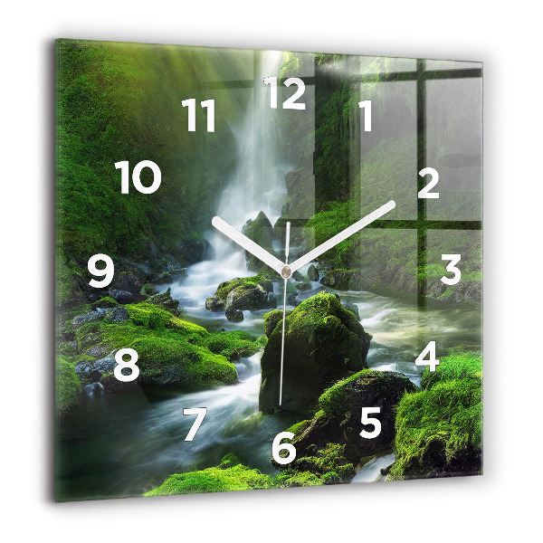 Reloj de pared cuadrado Cascada y rocas