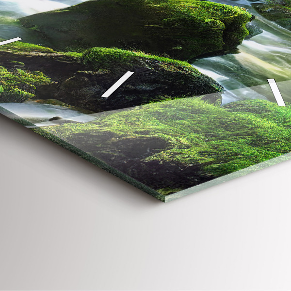 Reloj de pared cuadrado Cascada y rocas