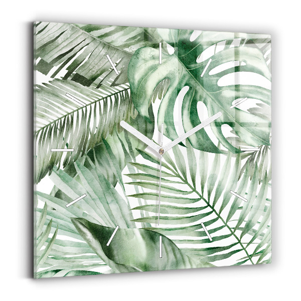 Reloj de pared cuadrado Hojas de planta pintadas