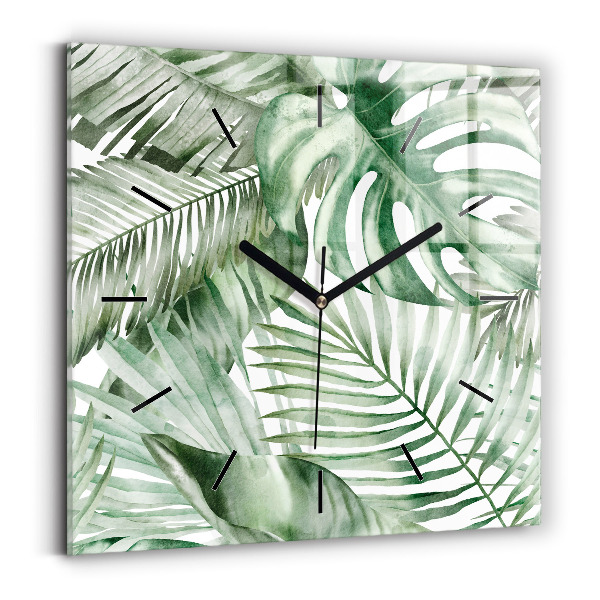 Reloj de pared cuadrado Hojas de planta pintadas