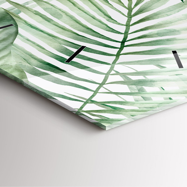 Reloj de pared cuadrado Hojas de planta pintadas