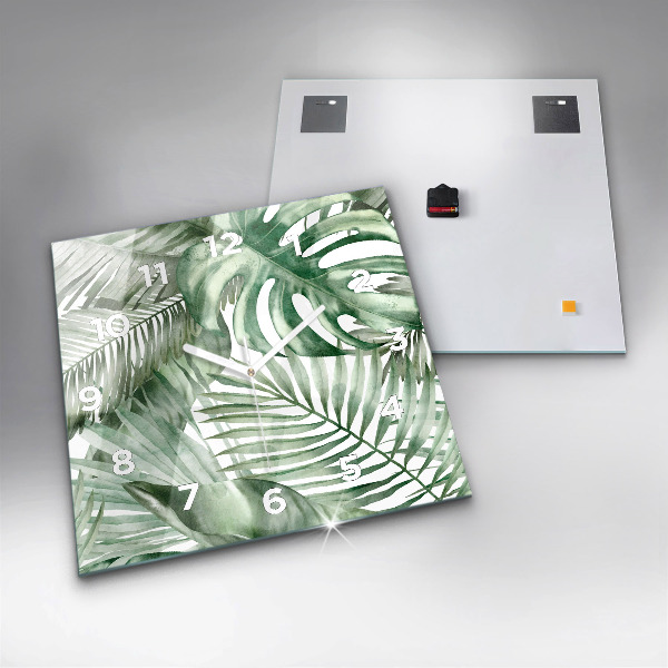 Reloj de pared cuadrado Hojas de planta pintadas