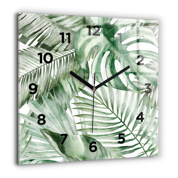 Reloj de pared cuadrado Hojas de planta pintadas