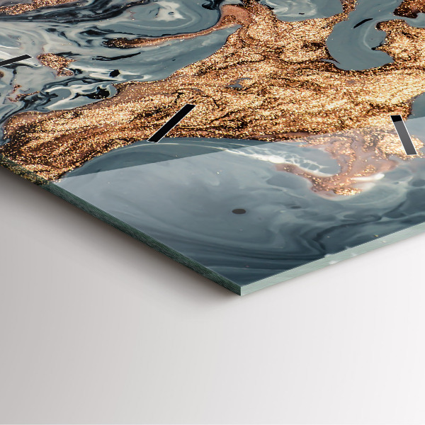 Reloj de pared cuadrado Abstracción mármol dorado