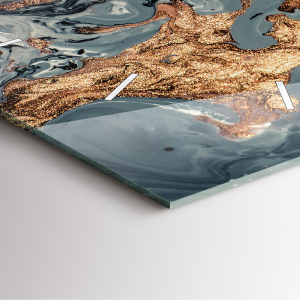 Reloj de pared cuadrado Abstracción mármol dorado