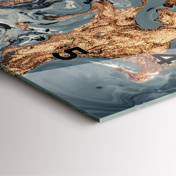 Reloj de pared cuadrado Abstracción mármol dorado