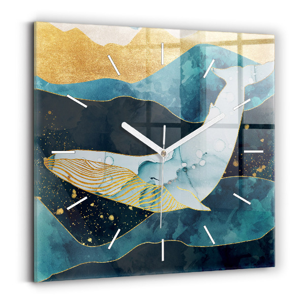 Reloj de pared cuadrado Ballena abstracta