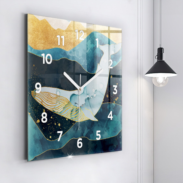 Reloj de pared cuadrado Ballena abstracta