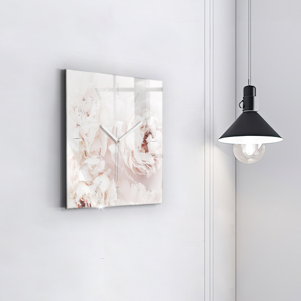 Reloj cuadrado Flores de peonía