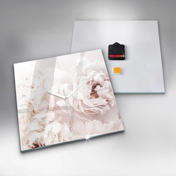 Reloj cuadrado Flores de peonía
