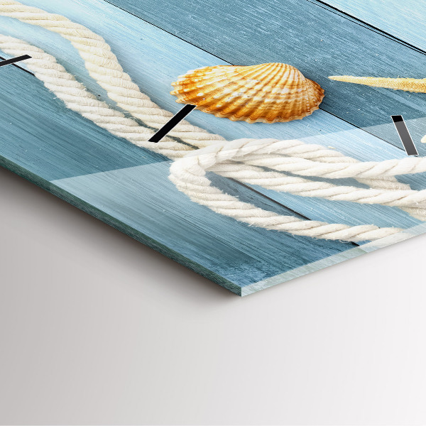 Reloj de pared cuadrado Rayas y conchas marinas