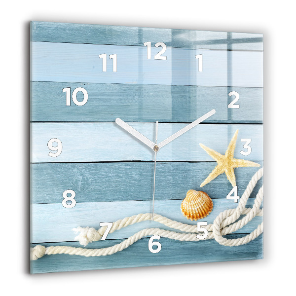 Reloj de pared cuadrado Rayas y conchas marinas