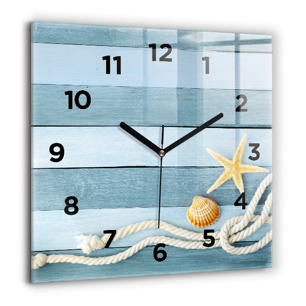 Reloj de pared cuadrado Rayas y conchas marinas