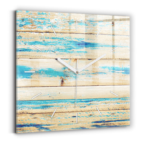 Reloj de pared cuadrado Madera rayada